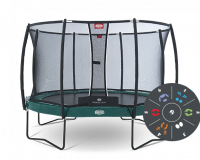 Батут Berg Elite+ Tattoo 430 (зеленый) с защитной сеткой T-Series
