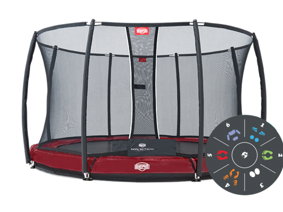 Батут Berg Elite+ InGround Tattoo 430 (зеленый) с защитной сеткой T-Series