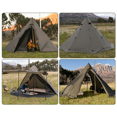 Палатка Naturehike Pasture Fire Octagonal Pyramid Tent Brown Green