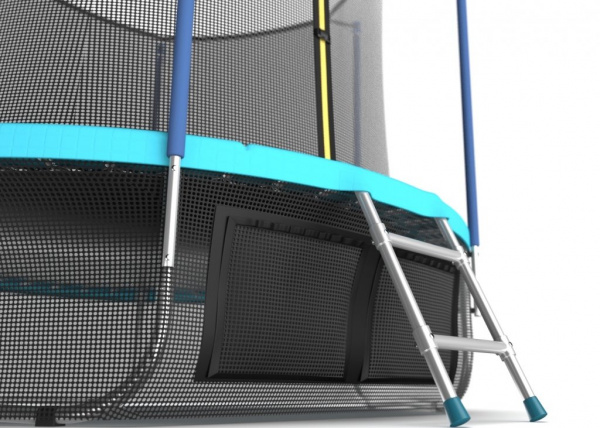 Батут Evo Jump Internal 12ft (Wave). Батут с внутренней сеткой и лестницей, диаметр 12ft (морская волна) + нижняя сеть