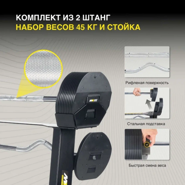 Штанга наборная MX Select MX-100, вес 12.7-45.3 кг