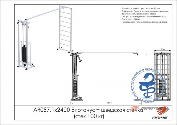 Биотонус + шведская стенка ARMS (стек 100 кг) AR087.1х2400