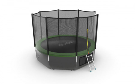 Батут с внешней сеткой Evo Jump External 12ft (Green) + нижняя сеть