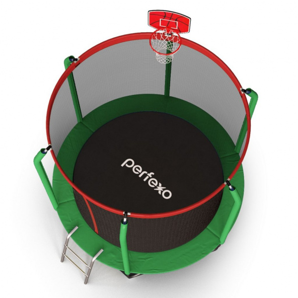 Батут Perfexo, 10FT, 305 см с сеткой, лестницей, баскетбольным кольцом и сумкой для обуви
